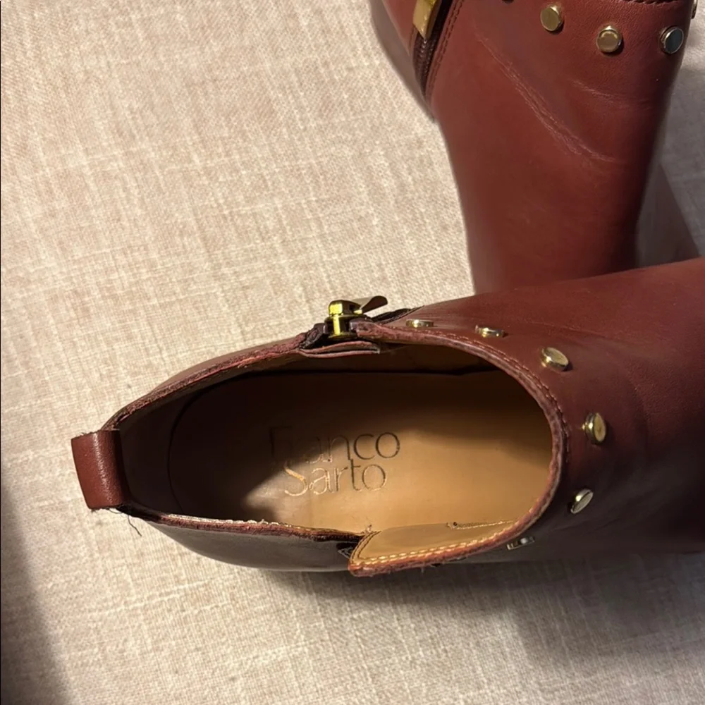 Franco Sarto Brown Ankle Booties with Monk Strap - Picture 2 of 6